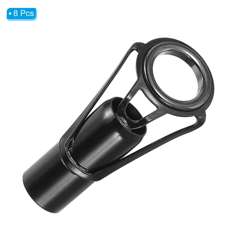 10mm Stainless Steel Fishing Rod Tip Repair Kit Pole Ring Guide Replacement, Black 8 Pack