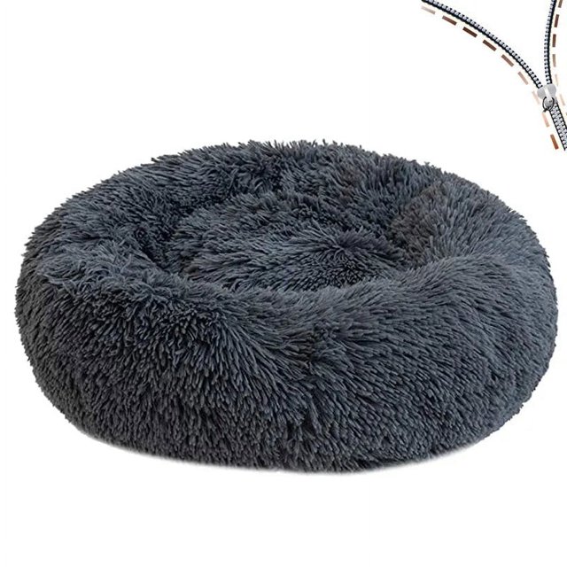 Removable Dog Bed Long Plush Cat Dog Beds for Small Large Dogs Cushion Sofa Winter Warm Pet Kennel Fluffy Sleeping Dogs Beds Mat ShopWise Round