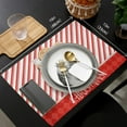 thumbnail image 6 of Christmas Placemats Gingerbread Man Tablemats for Dinner Table Red Stripes Wood Grain Table Mats for Christmas Holiday Cotton Linen Place Mats Indoor Set of 6, 6 of 6
