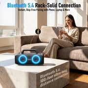 Portable Bluetooth Speaker IP65 Waterproof,140W Loud Sound,Bass Boost,Bluetooth 5.3, LED Lights,True Wireless Stereo Pairing,24H Playtime, for Home/Outdoor/Party/Beach, Fashionable Gift(Black)