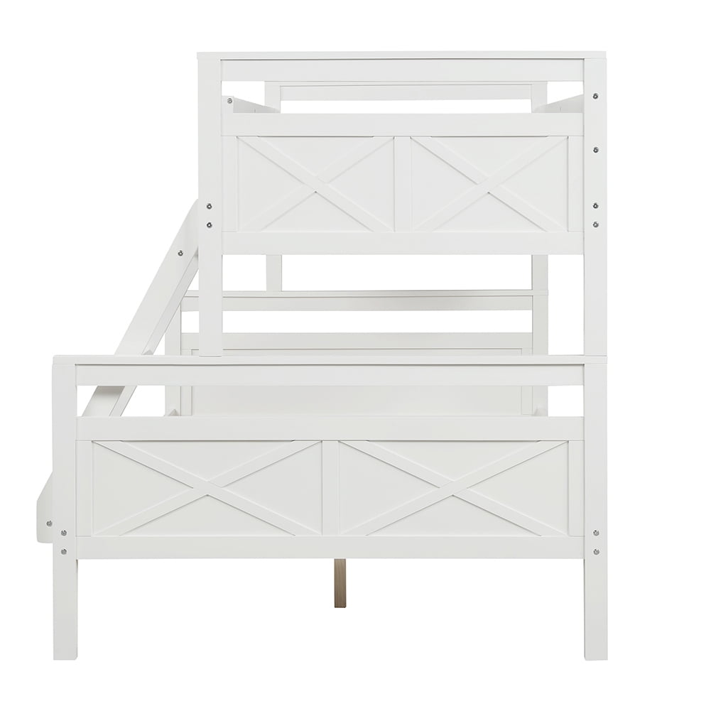 Kadyn Twin over Full Bunk Bed with ladder/Safety Guardrail, White