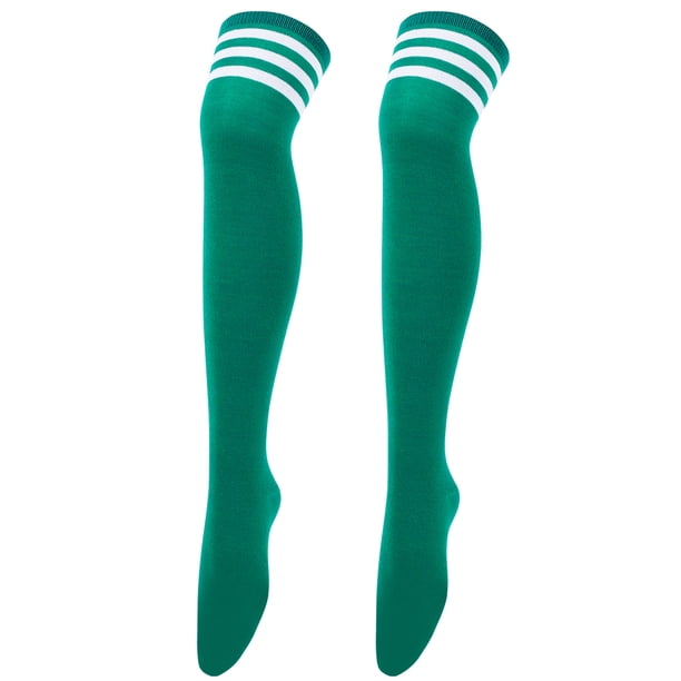 Nvzi 2 pares de calcetines por encima de la rodilla, calcetines hasta la rodilla, medias altas hasta el muslo, calcetines hasta la rodilla para mujer, para cosplay de niña, uso diario, verde