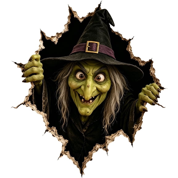 Halloween Break‑Through 3D Wall Decals, 20 inch Torn Paper Effect Wall Stickers, Halloween Decorations for indoor Home Party Wall Decor