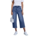 thumbnail image 2 of BUIGTTKLOP Cotton Linen Capris for Women High Waisted Stretchy Capri Pants Wide Leg Pull on Cropped Pants with Pockets, 2 of 6