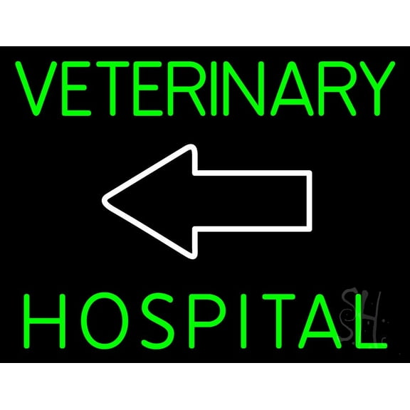 Veterinary Hospital With Arrow 1 LED Neon Sign 15 x 19 - inches, Black Square Cut Acrylic Backing, with Dimmer - Bright and Premium built indoor LED Neon Sign for Defence Force.