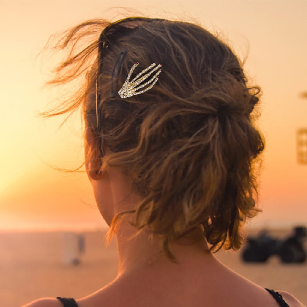 Mortilo Hand Bone Hair Clip Halloween Ghost Claw Skeleton Hand Claw  Fluorescent Hairpin Krystal Same Style - Walmart.com