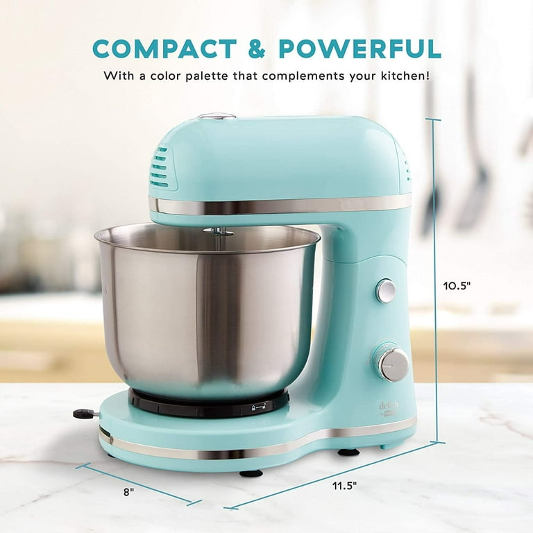 DASH Delish by DASH Compact Stand Mixer, 3.5 Quart with Beaters & Dough  Hooks Included - Blue 3.5 Quart Blue