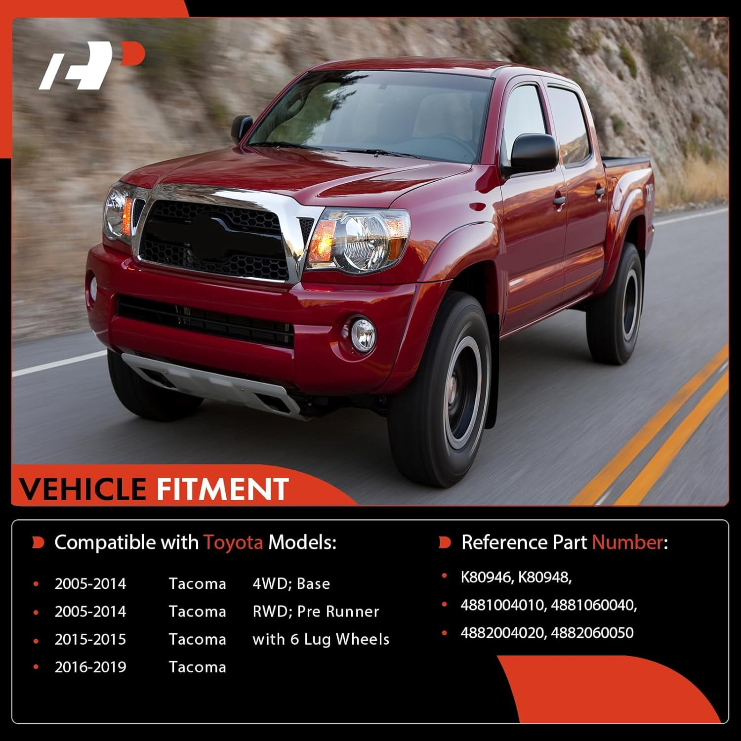 A-Premium 2 x Front Sway Bar End Links Kit, Stabilizer Bar Links Kit, Compatible with Toyota Tacoma Truck 2005-2022, 4WD or RWD, Replace # K80946 K80948