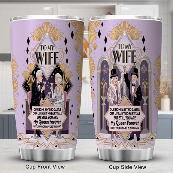 Wife Tumbler 20oz with Lid Funny Husband and Wife Art Anniversary Present