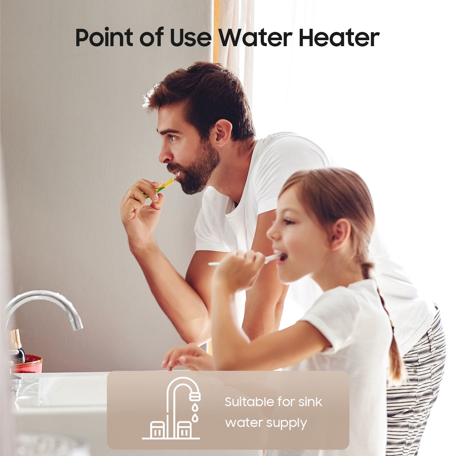 Aokawa Mini Tank Water Heater-2.5 Gallon Under Sink Instant Hot Water Point of Use Instant Hot Water for RV, Camper, Kitchen, Food Truck, 120V 1500W, Wall or Floor Mounted