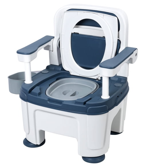 Commode Toilet for Elderly with Upgraded Anti-Slip Foot Pads and Armrests, 882lbs Heavy Duty Capacity, Adjustable Seat Height 16-21", Multi-Scene Application as Bedside Commode or Toilet Safety Frame