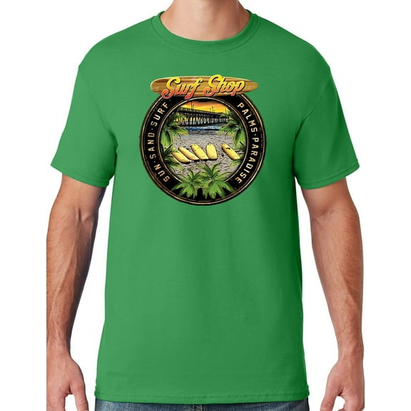 Mens Manu Bay Surf Company CIRCLE SURFING T-shirt, XL Kelly Green