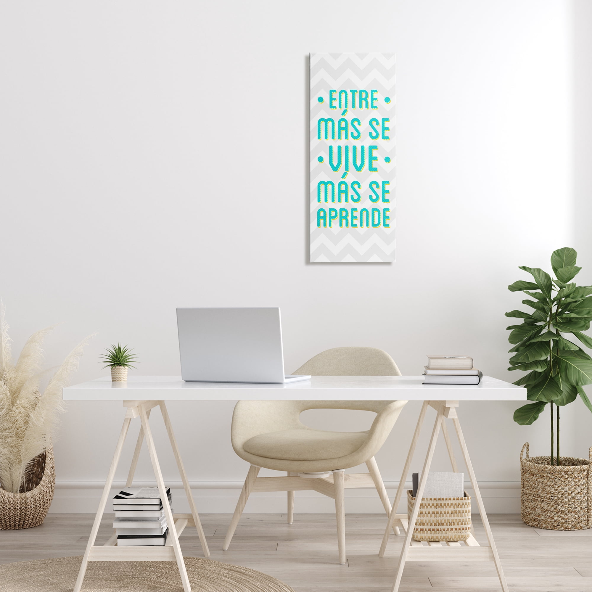 Stupell Industries Se Vive Se Aprende Inspirational Quotes & Sayings Painting Wrapped Canvas Art Print Wall Art, 13 x 30