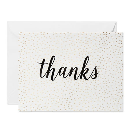 American Greetings Thank You Stationery with Envelopes, Gold Dots (10-Count)