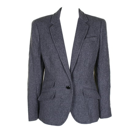 Notch Collar Button - Lauren Ralph Lauren Grey Wool Single Button Notch Collar Slim-Fit Blazer 8