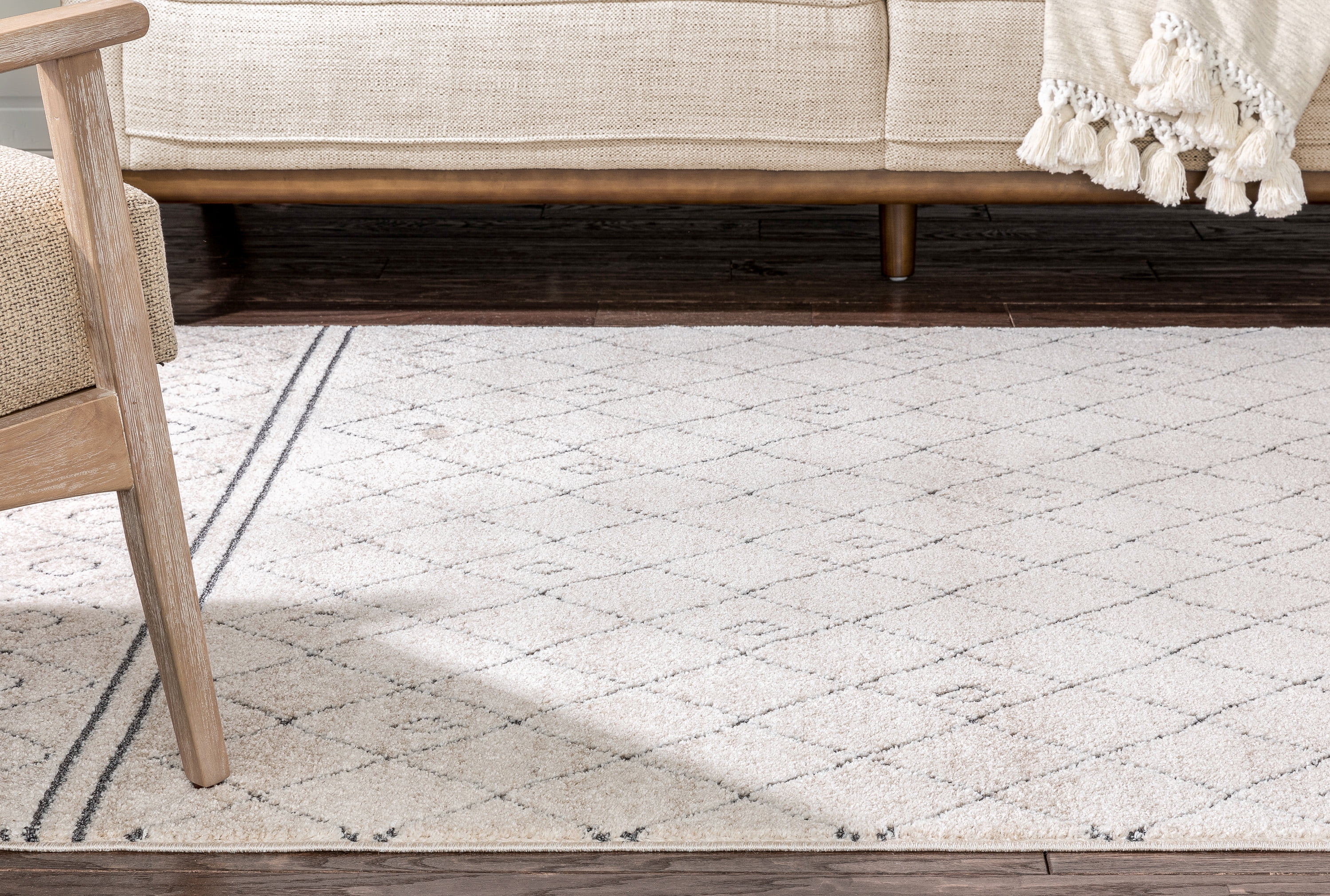 Well Woven Malaga Mara Moroccan Lattice Trellis Ivory 5'3" x 7'3" Area Rug