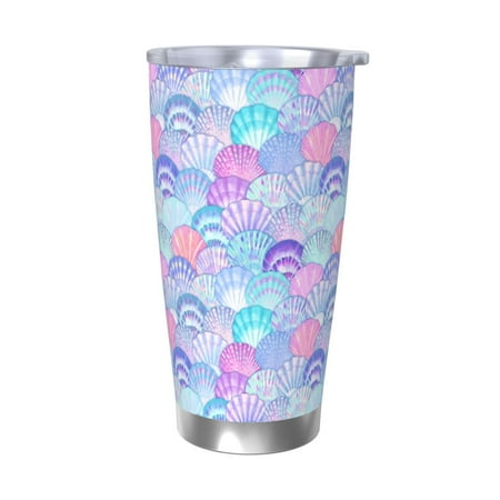 

Lukts Watercolor Sea Shells 1 for 20OZ Car Cup Stainless Steel Direct Drinking Straw Thermos Cup Suitable for Office Travel and Car-Without Straw