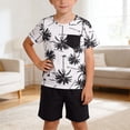 thumbnail image 2 of FINALGANG Boys Two Piece Athletic Outfit Kids Graphic Print Crewneck Short Sleeve T-Shirt Loose Fit Shorts For Casual Daily Outdoor Activities Classic Set, 2 of 9