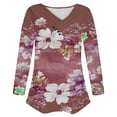 thumbnail image 4 of Utoimkio Women's V Neck Long Sleeve Tops Casual Floral Print T Shirts Basic Blouse Tees Loose Fit Lightweight Tunic Shirts, 4 of 4