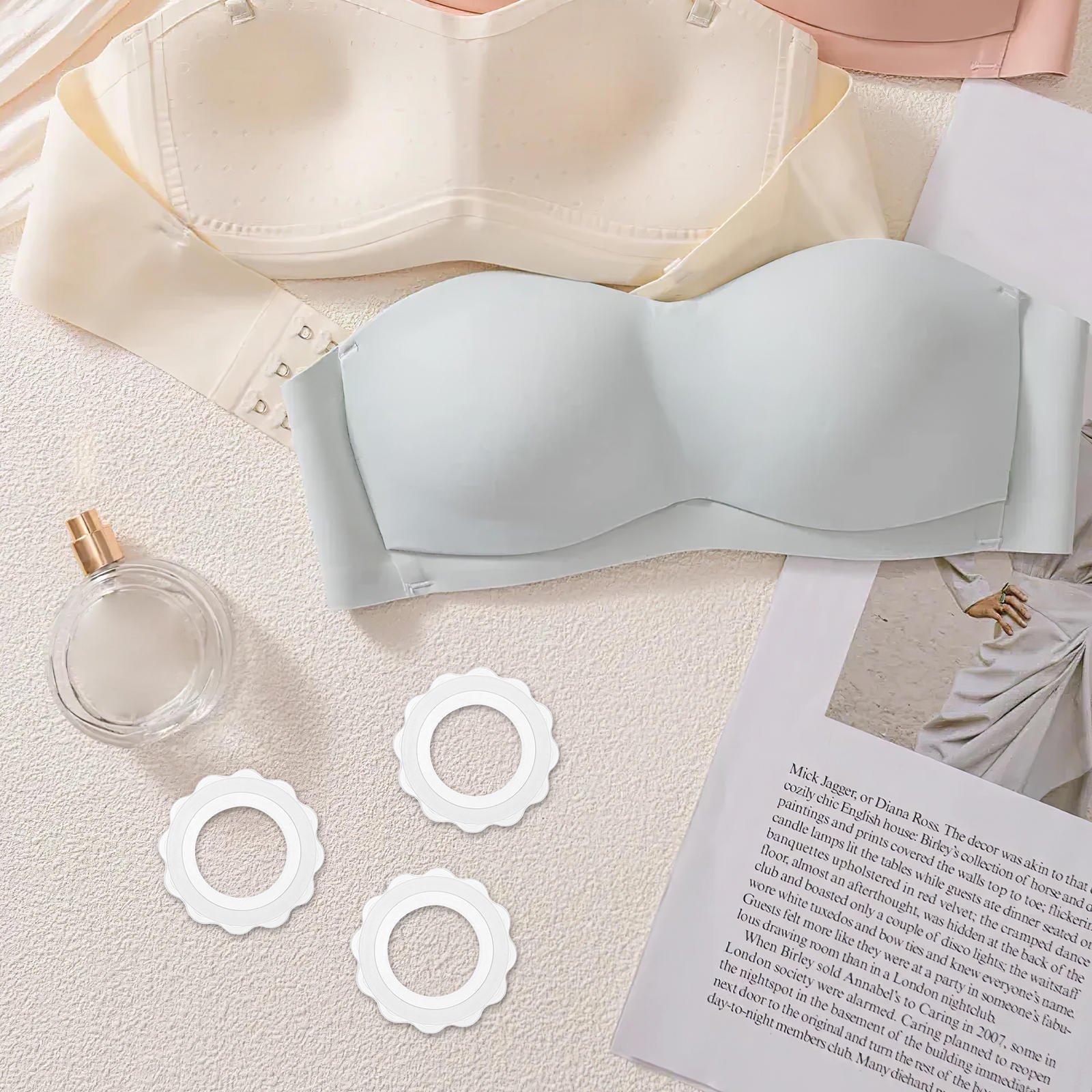 OULII Pumping Pals Flanges Cup Silicone Ring White Sweat-Resistant for Public Places 5Pcs