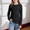 thumbnail image 3 of FAIWAD Toddler Girls Long Sleeve Shirts Crewneck Plain Soft T-Shirts Kids Cute Ruffle Tops, 1-10Y, 3 of 9