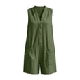 thumbnail image 7 of Bloomae Womens Casual Rompers Overalls Shorts Summer Sleeveless V Neck One Piece Jumpsuits Loose Fit Casual Wide Leg Shorts Outfits with Pocket, 7 of 7
