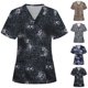 thumbnail image 1 of Fiudx Liquidación de Ofertas Flash Blusa de Manga Corta con Cuello En V para Mujer, Uniforme de Trabajo, Impresión de Bolsillo, 1 of 4