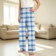 thumbnail image 6 of YUANxueke Plaid Pants for Girls Boys Elastic Waist Straight Leg Comfy Pants with Pockets,Blue,15-16 Years, 6 of 6