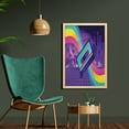 thumbnail image 2 of Synthwave Wall Art with Frame, Old Cassette Tape and Rainbow Rays over a Southern City with Palms, Printed Fabric Poster for Bathroom Living Room, 23" x 35", Indigo and Multicolor, by Ambesonne, 2 of 2