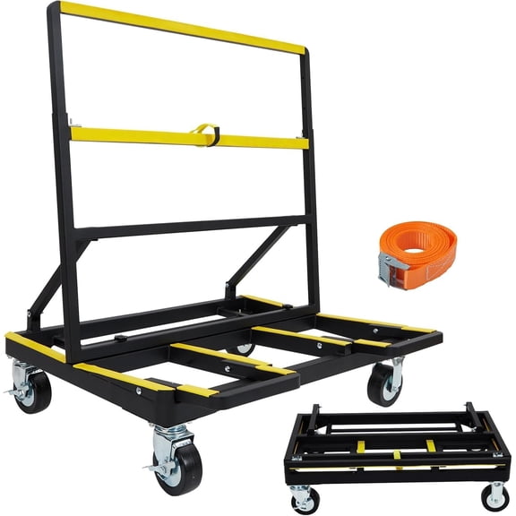 Lumiparty Heavy Duty Folding Drywall Cart, 2200lbs Capacity Panel Dolly with Extendable Deck & 4 Swivel Casters for Sheetrock, Plywood, Glass Transport