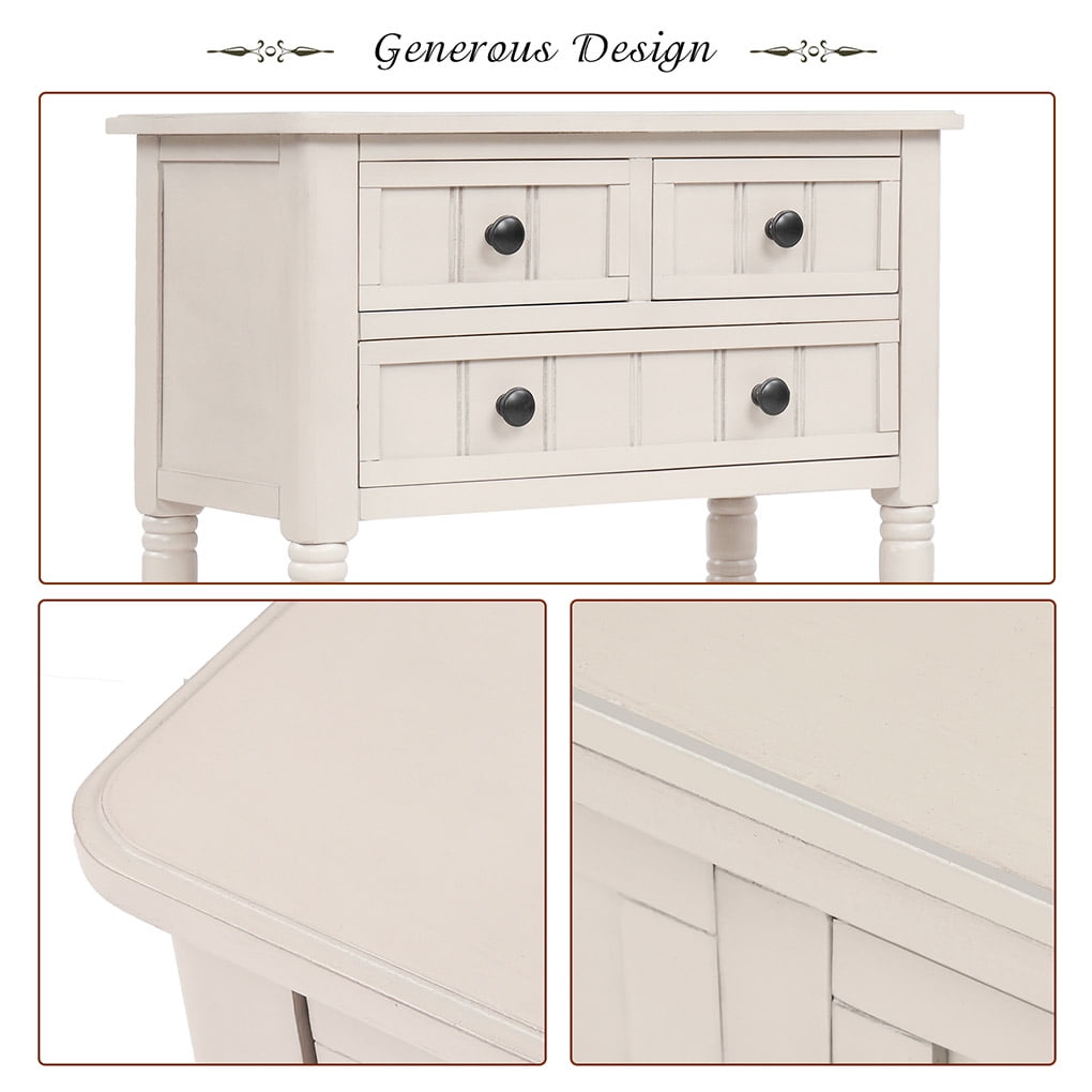 Irene Inevent 3 Drawer Console Accent Table, White