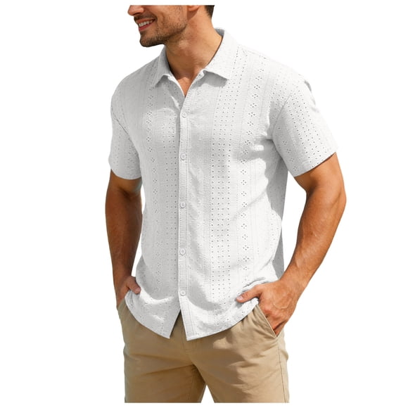 Zshosam Men Hawaiian Shirt Men's Hawaiian Shirt Short Sleeves Button Down Summer Beach Casual Shirts Size S,(White S)