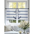 thumbnail image 4 of Blue White Striped Semi Sheer Window Curtains 54 Inches Long, Navy Blue Beach Nautical Anchor Ocean Coastal Rod Pocket Voile Chiffon Curtain Light Filtering Drapes for Living Room, 52"x54", 2 Panels, 4 of 9
