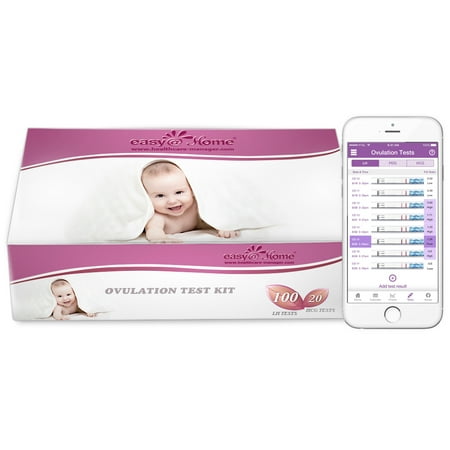 Easy@Home 100 Ovulation Test and 20 Pregnancy Test Strips, Ovulation Test Kit Powered by Premom Ovulation Predictor APP, Simplest Ovulation and Period Tracking with Free iOS&Android APP,100LH