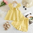 thumbnail image 7 of Cethrio Girls Summer Outfit Sets, 2 Piece Flutter Sleeve Vacation Casual Girls Clothing sets Yellow Size 3-4 T, 7 of 7