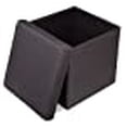 thumbnail image 3 of BIRDROCK HOME Folding Storage Ottoman - Upholstered - 16 x 16 - Linen - Strong and Sturdy - Quick and Easy Assembly - Foot Stool - Black, 3 of 10