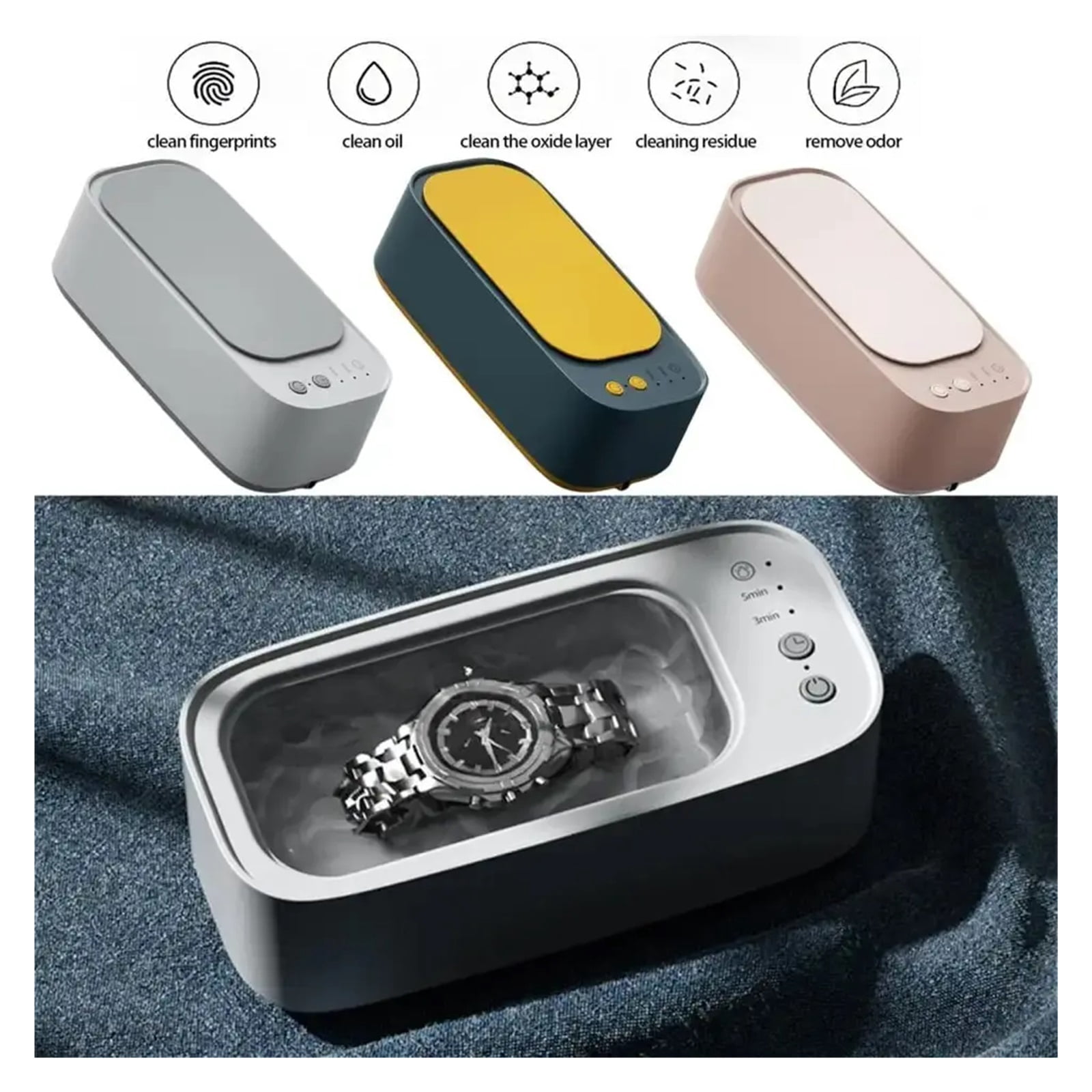 45KH Ultrasonic Jewelry Washer - Professional Household Cleaner for Glasses, Watches, Earrings, Rings, Necklaces, Razors, Lens