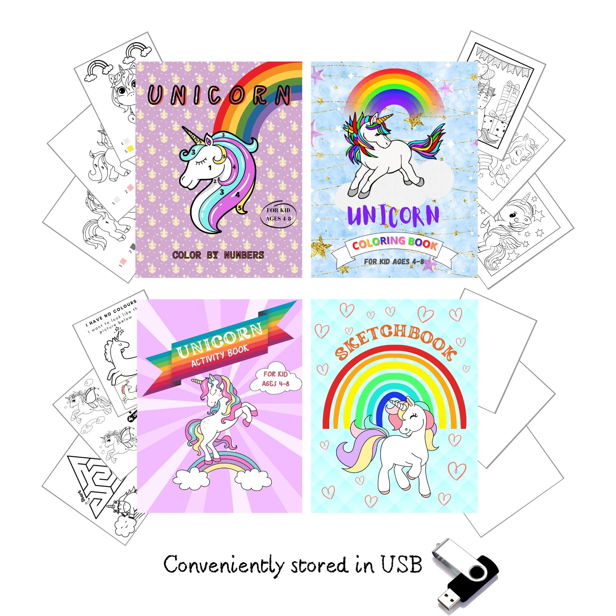 unicorn color by numbers for kids ages 4 8 unicorn colouring pages printable sketch journal early learning activity book for kids usb flash drive fspub2 walmart com
