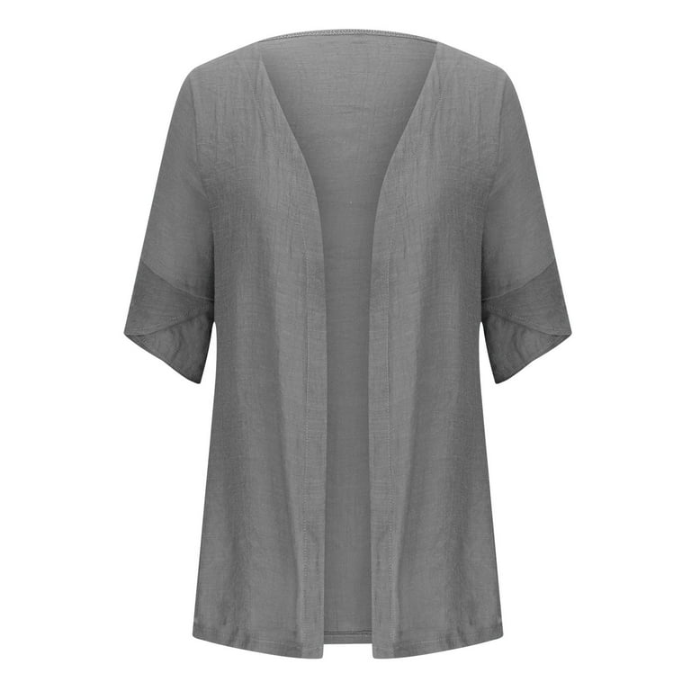 Brnmxoke Women's Cotton Linen Cardigan,Open Front Lightweight