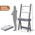 thumbnail image 4 of Costway Ladder Shelf Desk Bookcase w/Countertop, Drawer & 2 Shelves Bookshelf Grey, 4 of 10