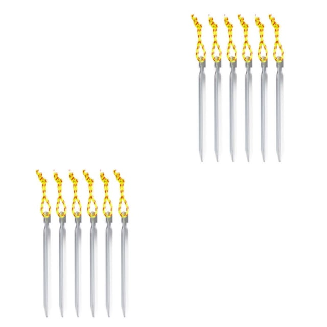 Naiovety 6X Clavijas para tienda de campaña Cuerda Estacas de jardín Clavo de tierra Puntas de aleación de aluminio Metal Senderismo Patio Plata 2Conjunto