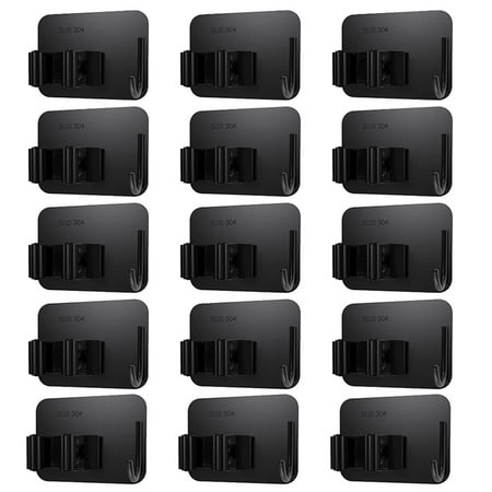 

15 Pack Mop and Broom Holder Wall Mount Mop Broom Hanger Wall Mounted (Black)