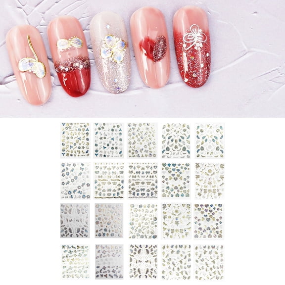 20Sheets 5D Embossed Nail Stickers Flower Nail Art Stickers Self Adhesive French Line Nail Decals for Nail Designs