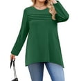 thumbnail image 4 of WellSize Plus Size Women Tunic Tops Casual Crew Neck Long Sleeve Blouses Dressy Pleated Fall Shirts, 4 of 9