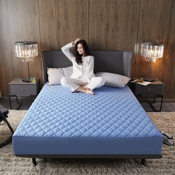 Billuyoard Protectores de colchón de poliéster fáciles de mantener, transpirables para un sueño confortable, fabricados con poliéster Juegos de cama azul claro