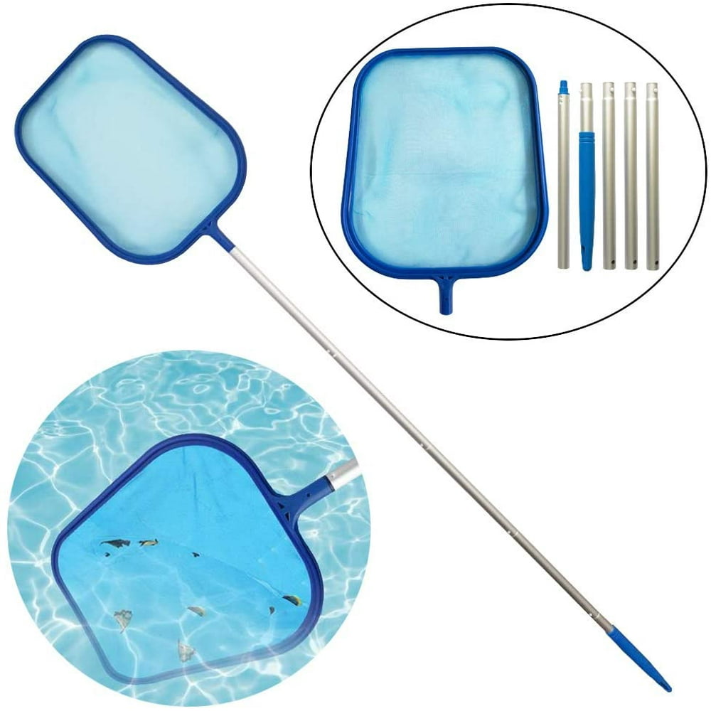 OIENS Pool Skimmer Net with 5 Sections 47" Detachable Pole, Leaf Skimmer Mesh Rake Net for Spa