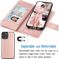 thumbnail image 3 of Tekcoo Wallet Case for iPhone 12 Pro Max / iPhone 12 Mini 2020 Luxury ID Cash Credit Card Slots Holder Carrying Pouch Folio Flip PU Leather Cover [Detachable Magnetic Hard Case] Lanyard - Rose Gold, 3 of 6