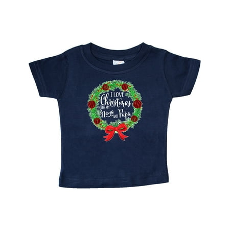 

Inktastic I Love Christmas with My Nana and Papa Wreath Gift Baby Boy or Baby Girl T-Shirt
