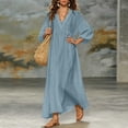 thumbnail image 5 of Sheghy Summer Dresses for Women 2026 Autumn Winter Deep V Neck Flowy Relaxed Fit Boho Midi Dress Light Blue XXXL, 5 of 7