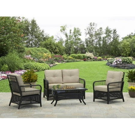 Better Homes And Gardens Silverton 4 Piece Wicker Gas Fire Pit Set